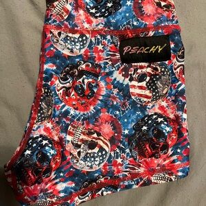 Peachy Women's Athletic Shorts - Red, Blue, White